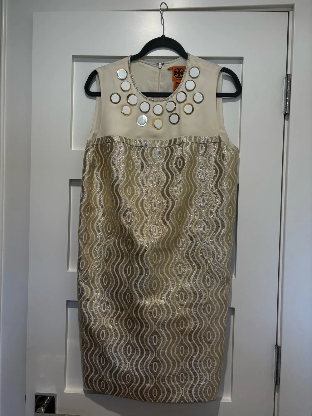 Tory Burch Cream and Gold Mini Dress